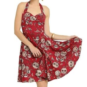 Sugar Skull A-Line Halter Dress
